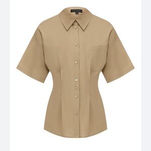 Escada | Pleated button down blouse